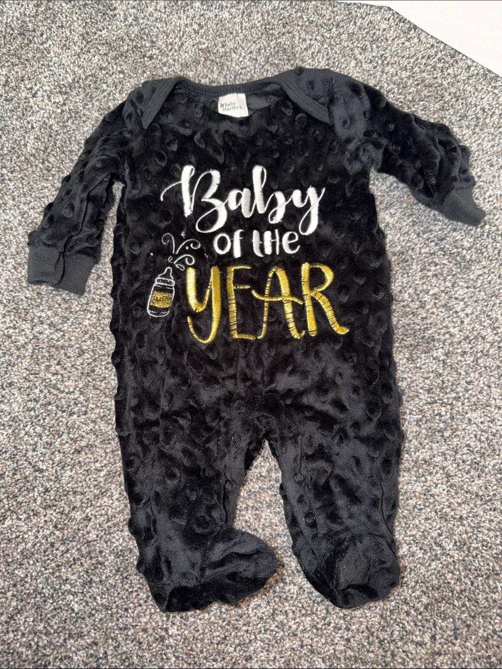 Baby Starters Black Plush "Baby of the Year" Footed One-Piece